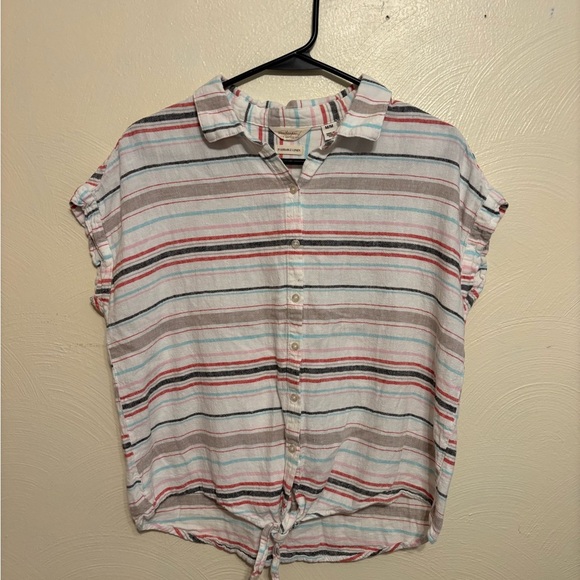 Weatherproof Striped Button-Down Shirt - Red, Blue, Gray - Picture 1 of 7